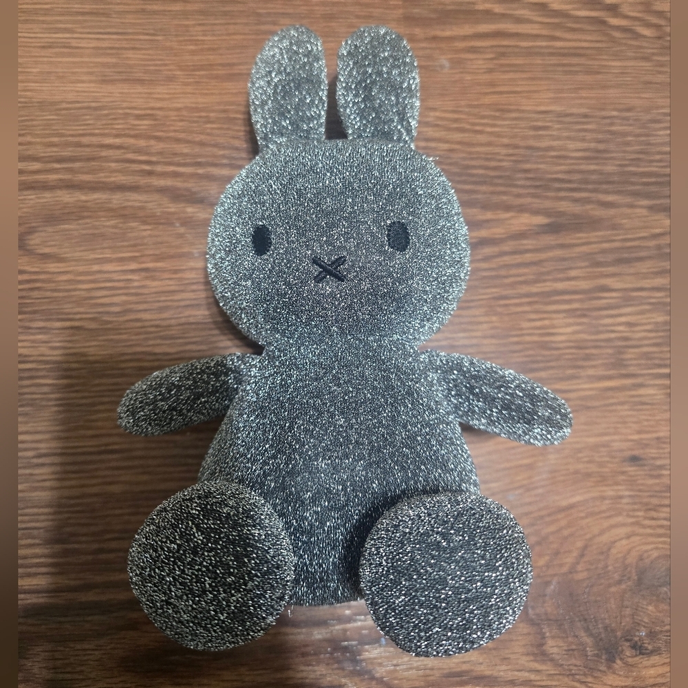 Miffy Bunny Sparkle Plush Silver Discontinued Holland Bonton Toys EUC
